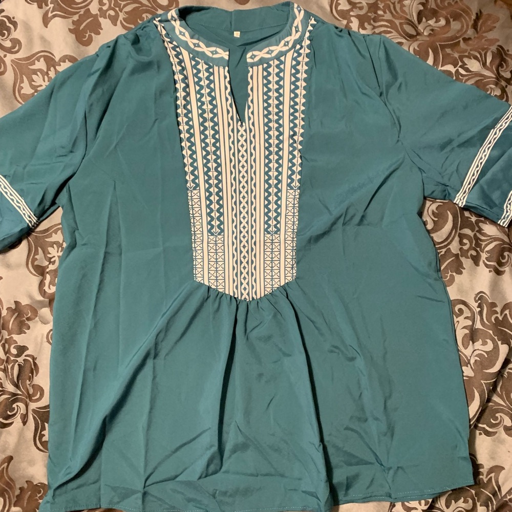 Green and white shirt